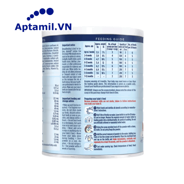 Sữa bột Aptamil® không chứa lactose 400g
