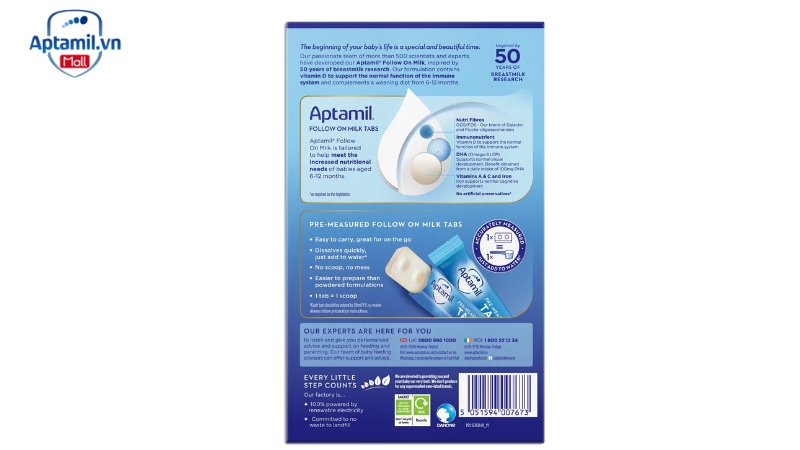 Aptamil thanh Pre Measured Tabs số 2